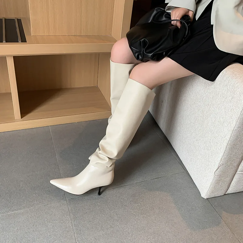 FEDONAS 2025 Top Quality Genuine Leather Knee High Boots Concise Female Pointed Toe High Heels Pumps Party Shoes Woman Long Boot