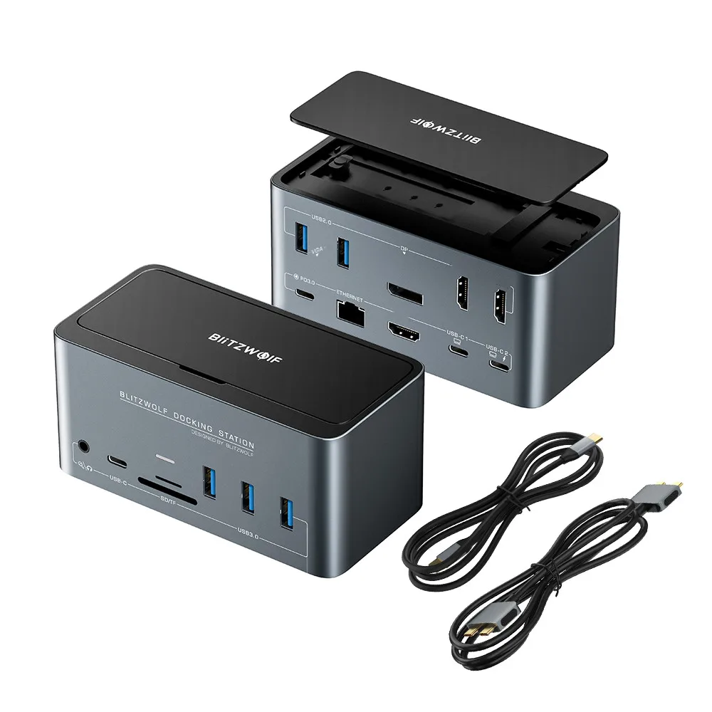 BlitzWolf BW-TH13 18-in-1 Docking Station USB C accessori per Laptop PC accessori per Computer Extensor Hub USB tipo-c Slot SD/TF