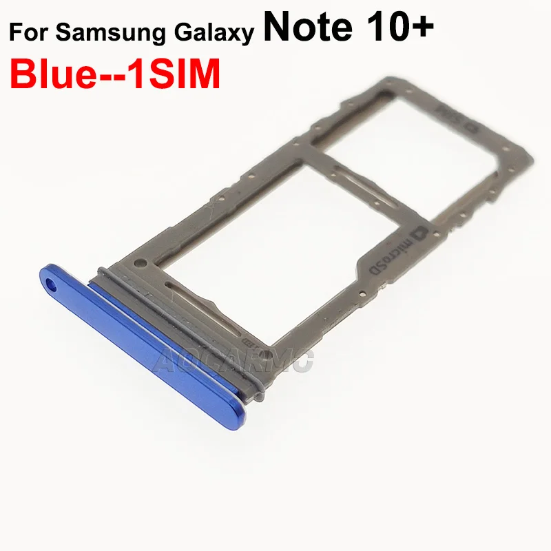 Aocarmo Single Dual SIM Card For Samsung Galaxy Note 10 Plus 10+ Metal Plastic MicroSD SimTray Slot Holder Replacement Parts