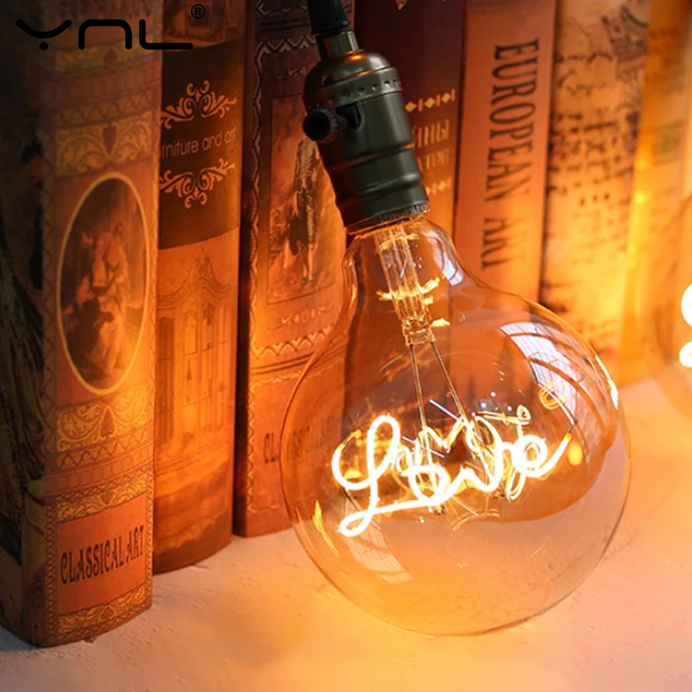 Retro Edison lampadina E27 220V G125 Love Lamp Vintage Edison lampadina lampada a incandescenza Decora Indoor Holiday Wedding Party Light