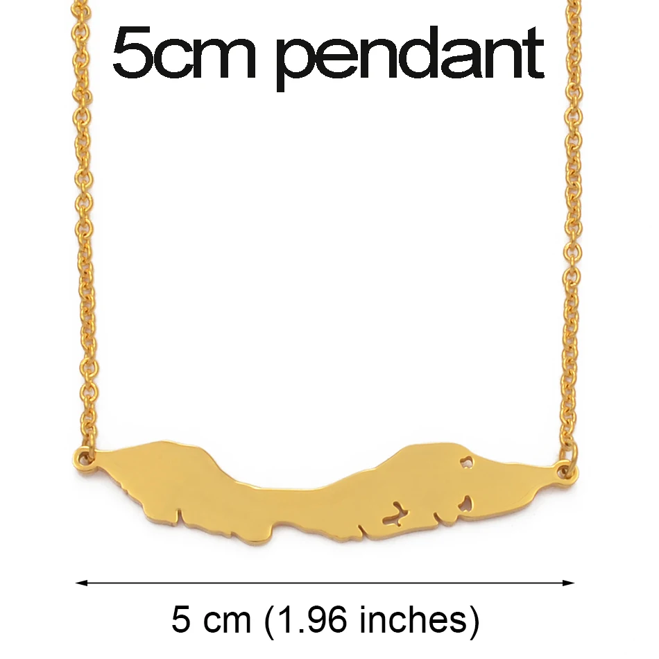 Anniyo 5CM Big Size Curacao Islands Map Pendant Necklaces stainless steel / Gold Color Jewelry Maps  #113021