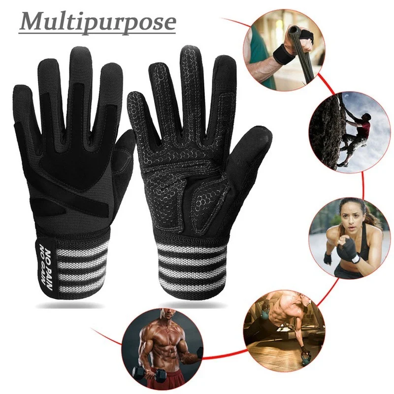 Upgrade Anti-Slip Grip Full Finger Weight Lifting Gloves with Wrist Wraps Support Workout Glove for Men Women Drop Shipping