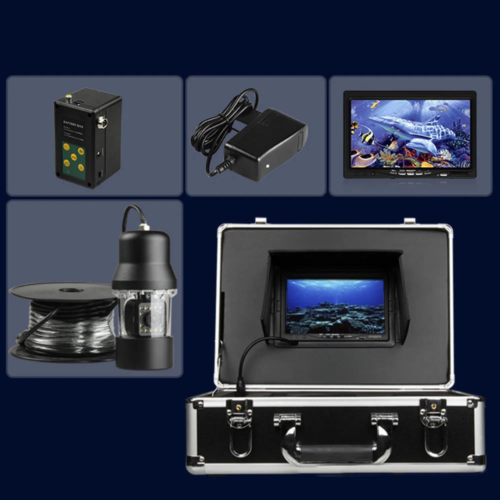 

Professional Fish Finder Kit 7inch LCD Monitor 20m Cable Outdoor Underwater Fishing Camera Waterproof 14 PCS White LED