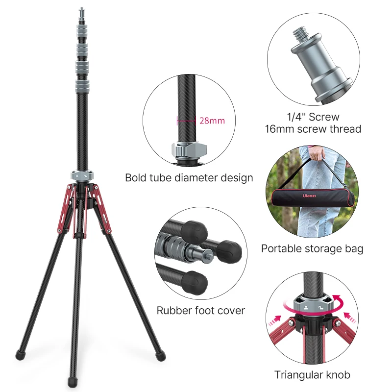 Ulanzi MT-49 Carbon Fiber Tripod Monopod With Detachable Bottom Bracket Balance Bar lightweight Outdoor Travel Tripod 1.5Kg Load