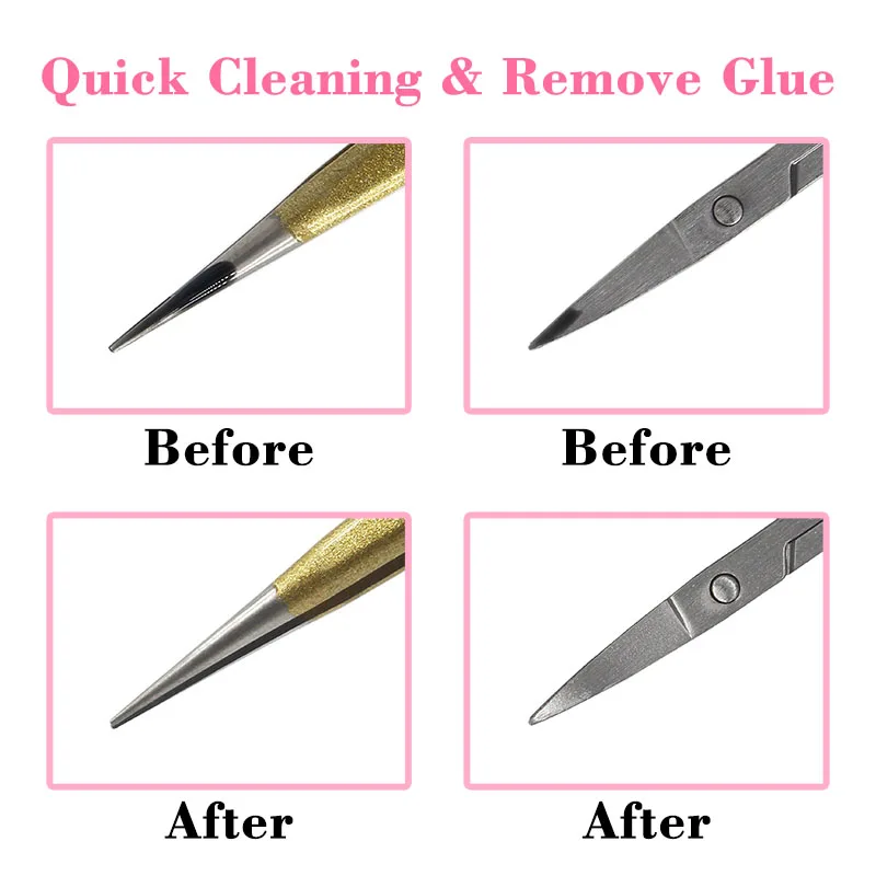 NAVINA 20g Professionele Wimper Extension Pincet Cleaning Tools met Lijm Remover Vloeistof en Spons Bal Pincet Cleanser