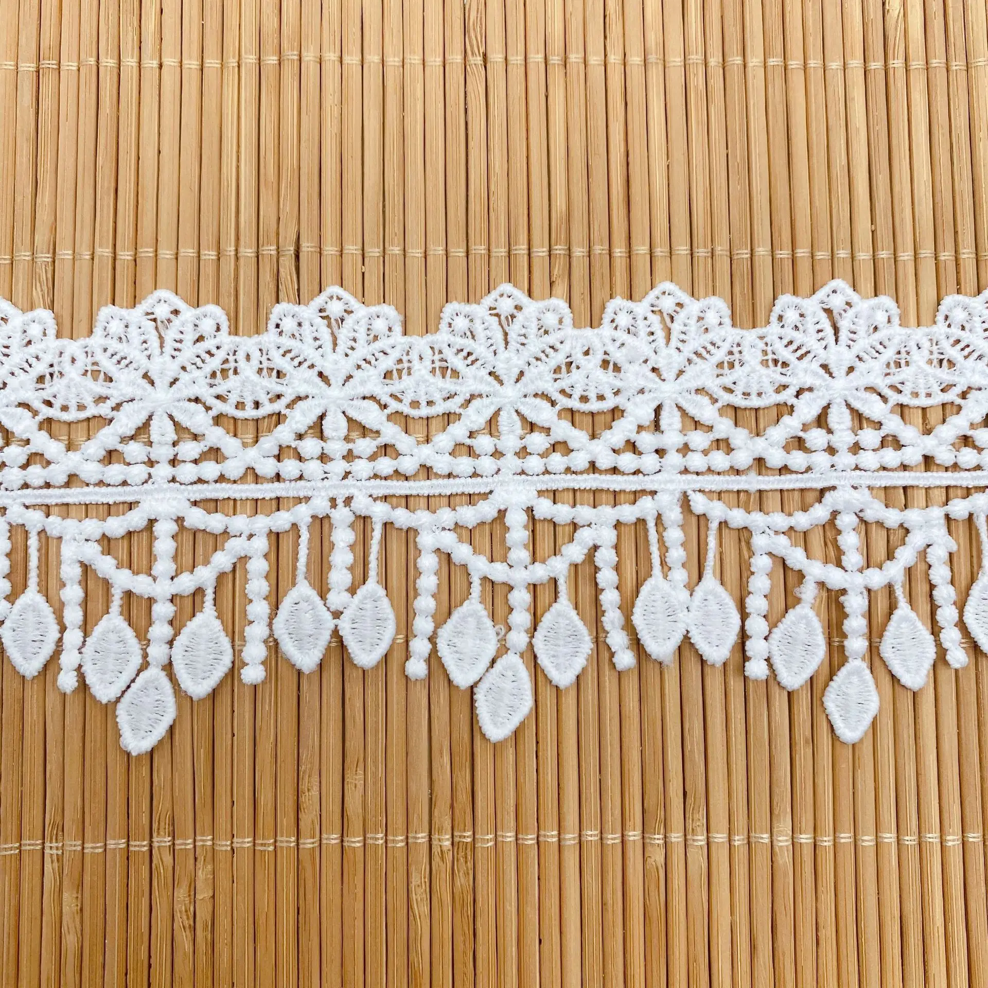 3Yards Embroidery Hollow Flower Tassel Lace Fabric DIY Trim Sewing Ribbon Garment Dress Children\'s Accessories