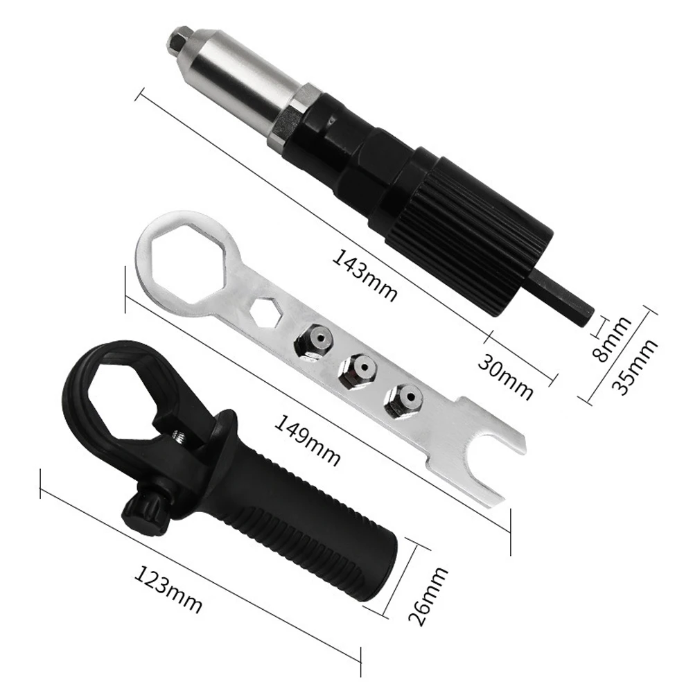 Broca rebitadora elétrica, rebite, porca, acessórios de tração, acessórios sem fio, adaptador de broca, rebitador, ferramentas de porca de inserção