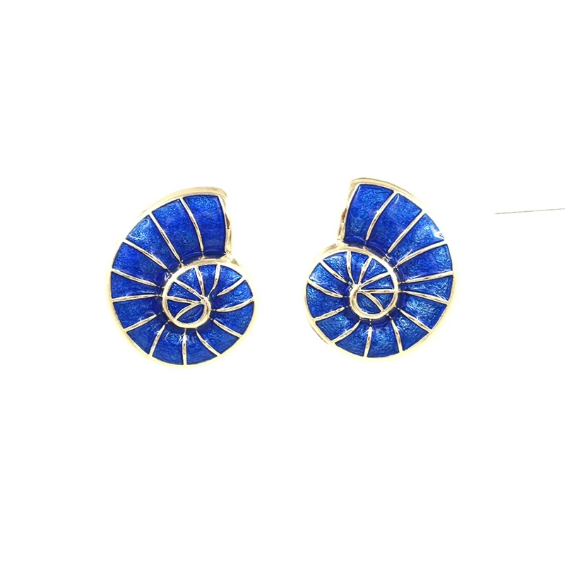 Blue Enamel Sea Styles Stud Earrings Cute Alloy Retro Fashion Jewelry