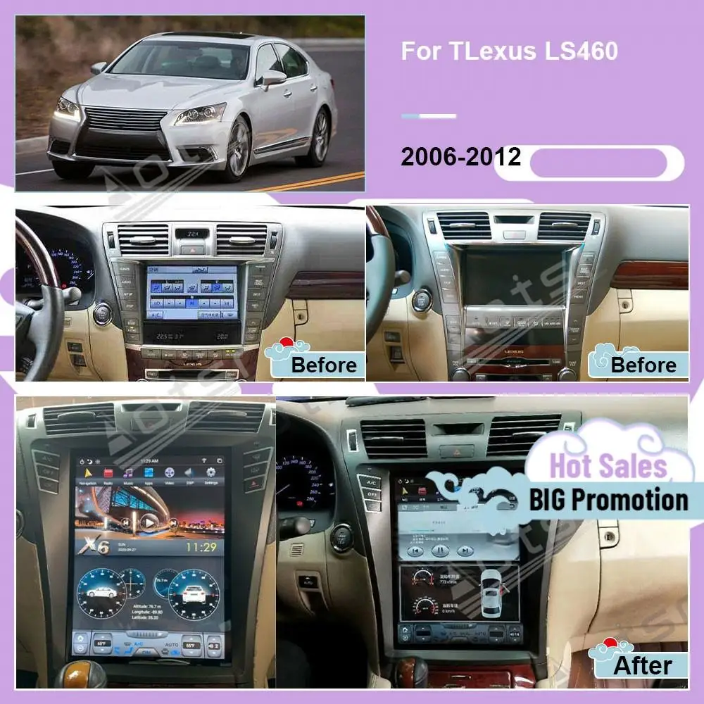 

128G Tesa- Screen Auto Stereo Android Player For Lexus LS460 LS600h 2006 2007 2008 2009 2010 2011 2012 GPS Navi Radio Head Unit