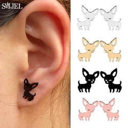 Small Stainless Steel Chihuahua Dog Earrings For Women Fashion Earings Jewelry Black Dog Paw Earrings Pendientes Studs