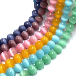 High Quality 10-98Pcs 4 6 8mm Multicolor Glass Cat Eye Beads Smooth Round Loose Beads For Jewelry Making Opal Stone DIY Bracelet