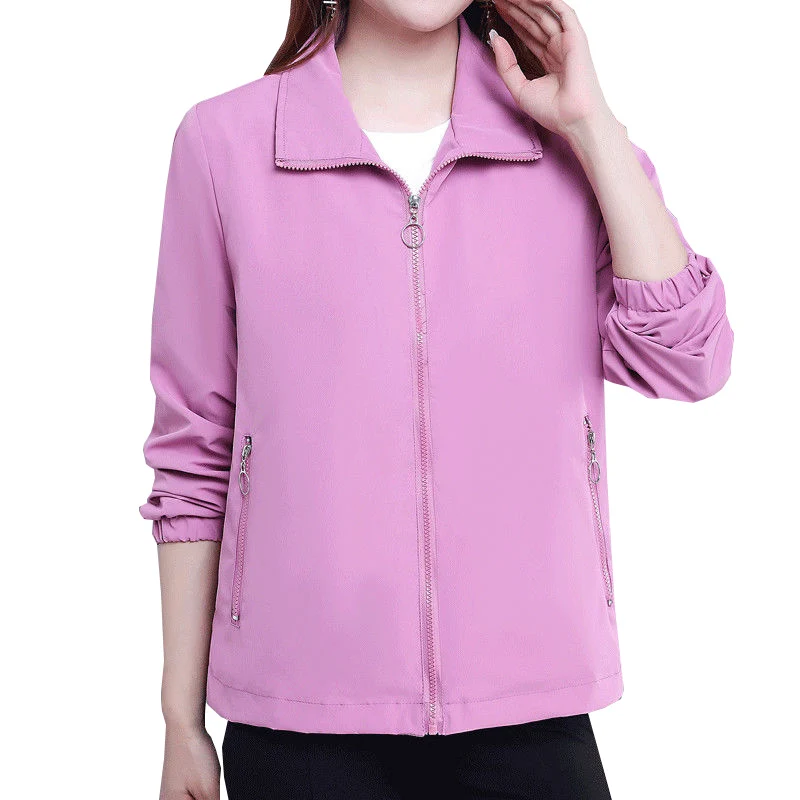 

2023 New Spring Autumn Jacket Female Short Outerwear Oversize Loose Windbreaker Women Korean Mother Casual Tops Lady Overcoat