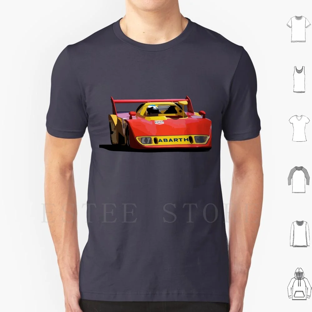 Abarth Se027 2000 1974 Camiseta estampada de algodón de carreras Retro Racing Abarth 2000 Vintage Racer Motorsport Race Car