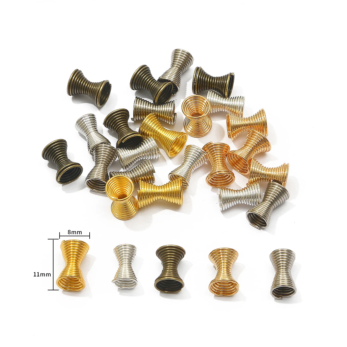 30pcs Metal Spring Funnel Shape Spacer Beads Caps Beading DIY Findings End Caps Bead Stoppers For Jewelry Makings Accessories