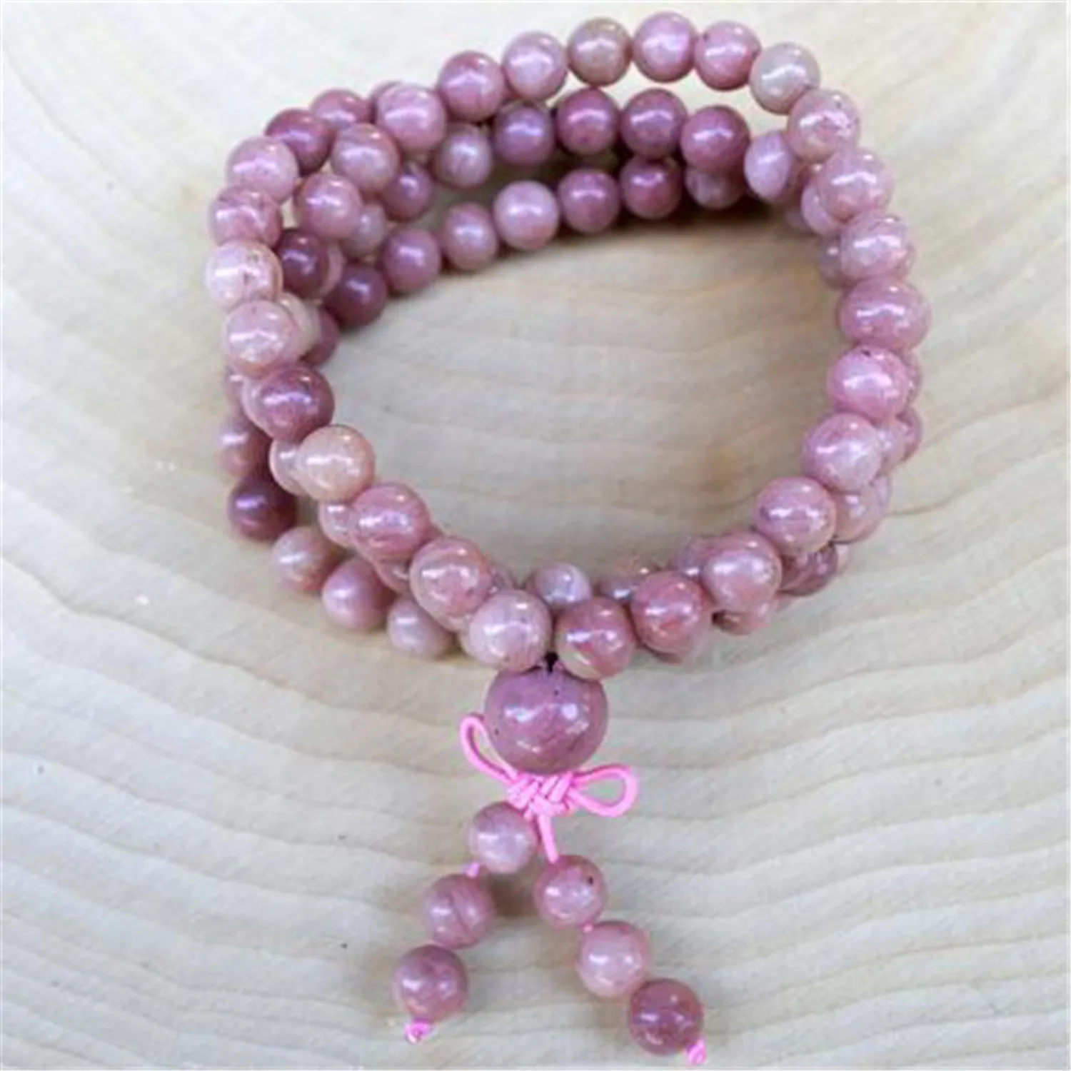 6mm 108 gyöngyök rhodonite Kő- handmade Bojt Nyakdísz Karcsat spiritua Tibeti japa Templomi férfiak