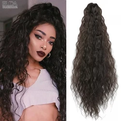 Afro Kinky Curly Synthetic Clip in Hair Extension Budabudabuda Drawstring Claw On Ponytails Natural Blonde Brown Fake Hairpieces