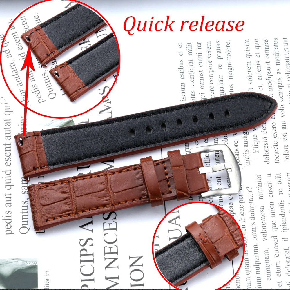 *real animal skin*Quick Release Genuine Leather Watch Strap 18mm 20mm 22mm Wrist Men Watch Band For Skmei DW pagani design