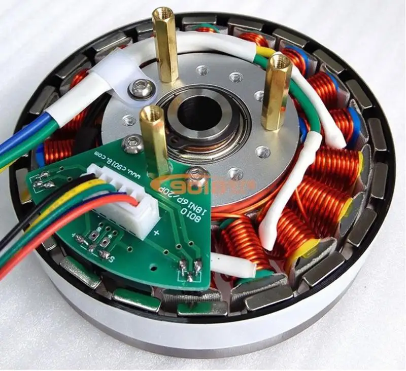 200W10MM Motor DC Tanpa Sikat Tiga Fase Magnet Permanen Cakram Datar dengan Sensor dengan Aula