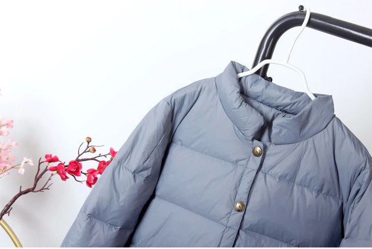 Schinteon Women White Duck Down Jacket Baseball Coat Casual Autumn Winter Short Outwear for Female Fashion