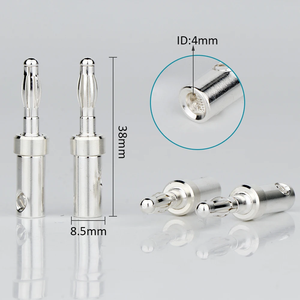 BA1416 8PCS Speaker Cable Connectors Banana Plugs Pure Silver Plated Copper Conductor
