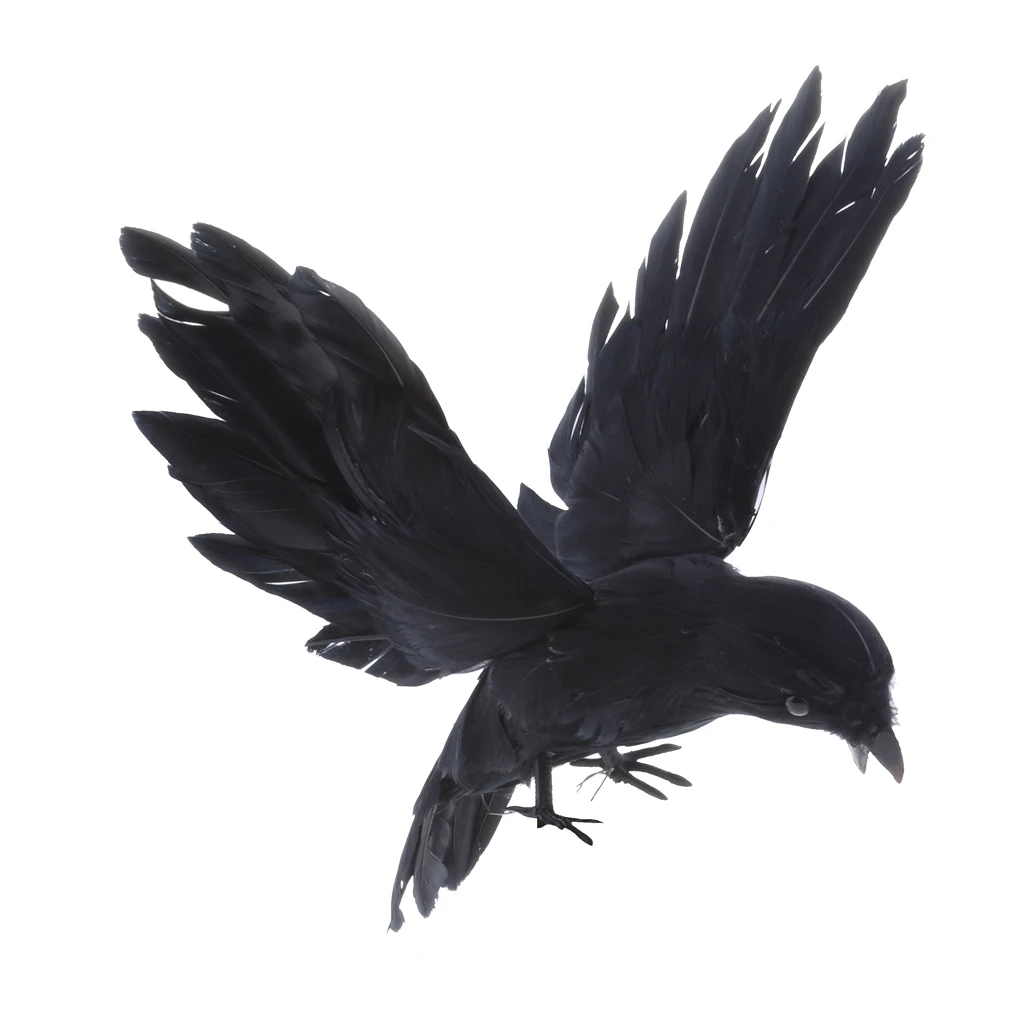 Black Flying Crow Decoy Birds Scarer Scarecrow Garden Repeller Ornament Artificial Bird Hawk Decorative for Home Garden Decor