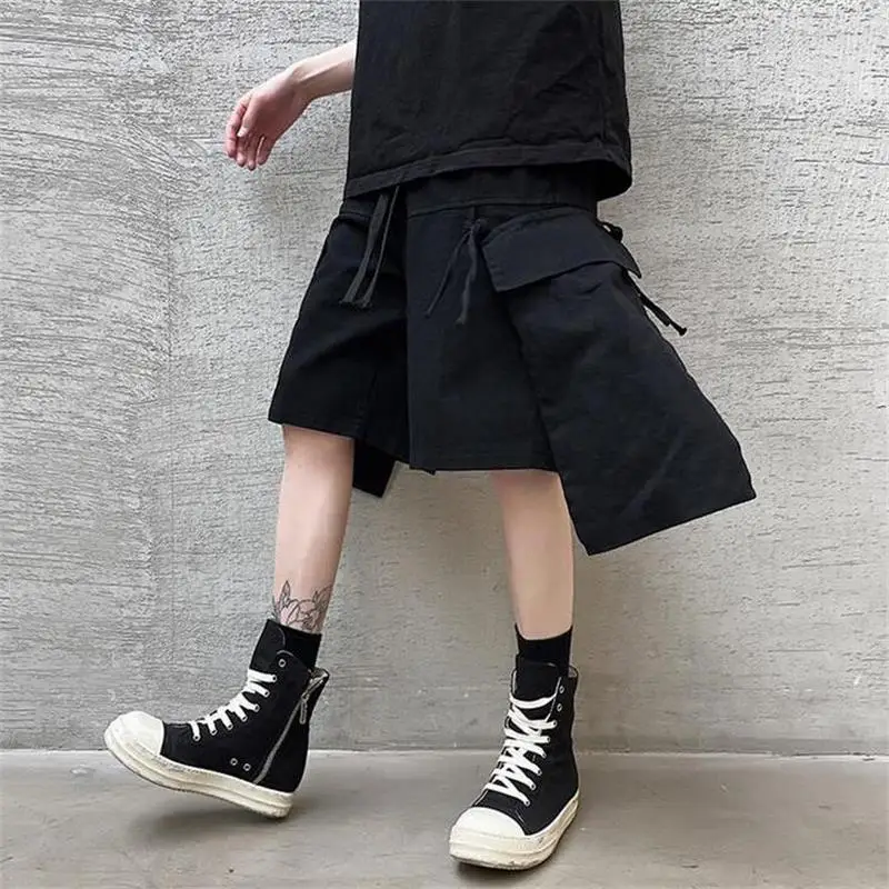 Men's Shorts Summer New Korean Style Personality Stitching Popular Yamamoto High Street Casual Loose Large Size Shorts