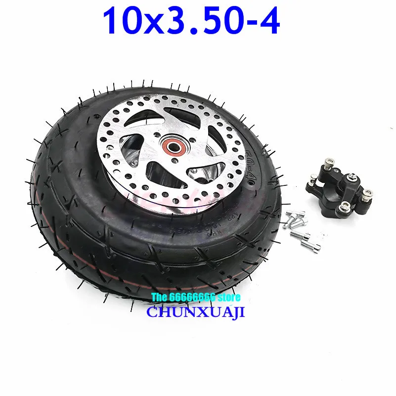 10x350-4 Tube Tyre with 4 Inch Hub Rim Brake Disc Sprocket Brake Pump 10x3.50-4 Tires Wheels Fits ATV Quad Go Kart 47cc 49cc