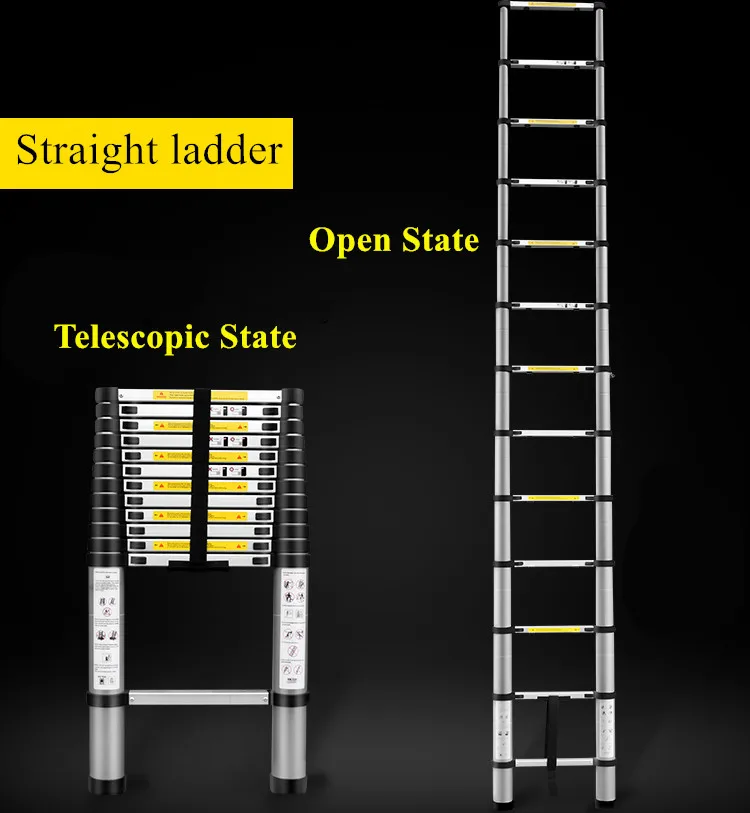 EN131 6.6ft (2m) Telescoping Ladder Folding Ladders Aluminum Multi Purpose Household Thickening Extension Ladder