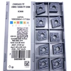 외부 터닝 툴 10 개 CNMG120408 TF IC907/IC908, CNMG 120408 카바이드 인서트 선반 커터 툴 터닝 인서트