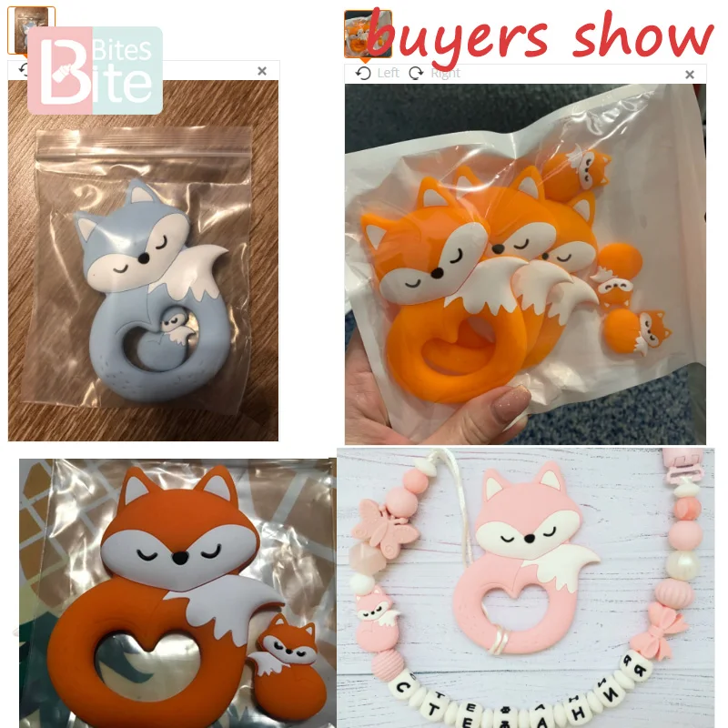 1/5pc Silicone Mini Fox Baby Pacifier Pendants Food Grade Silicone Bead Rodent Animal Baby Teether Tiny Rod Children\'s Goods Toy