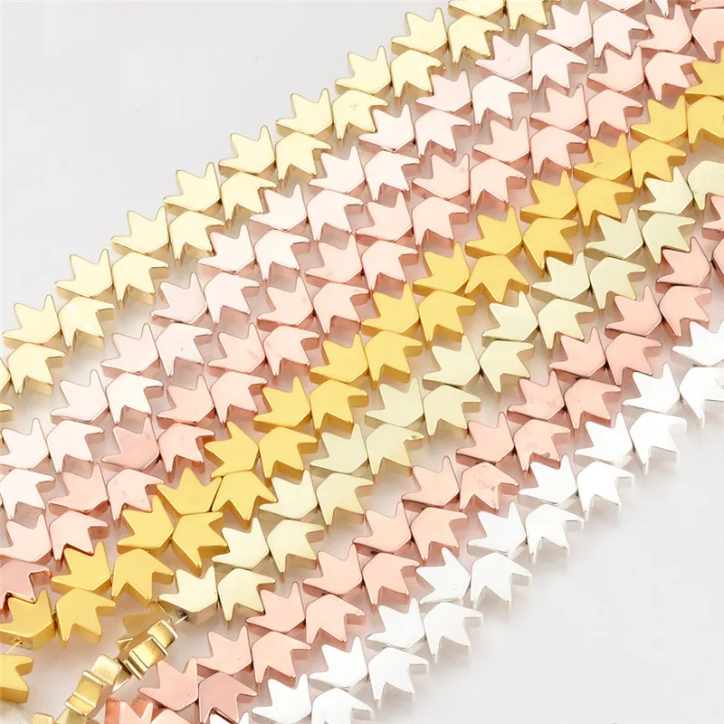 80PCS Rose Gold Silvers Crown Hematite 8x6mm Natural Stone Spacer Charm Loose Beads For Jewelry Making Diy Bracelet Accessories