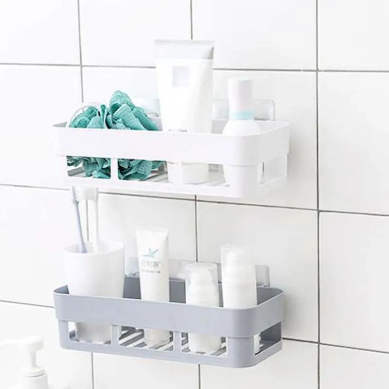 Bathroom Storage Rack, Self Adhesive Shelf, Kitchen Wall Corner Organizer, Seasoning Bottles Holder, Home Organization