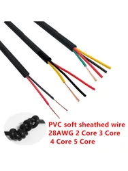28 AWG RVV 2/3/4/5/6/8 /10Cores Copper Wire Conductor Electric RVV Cable Black soft sheathed wire