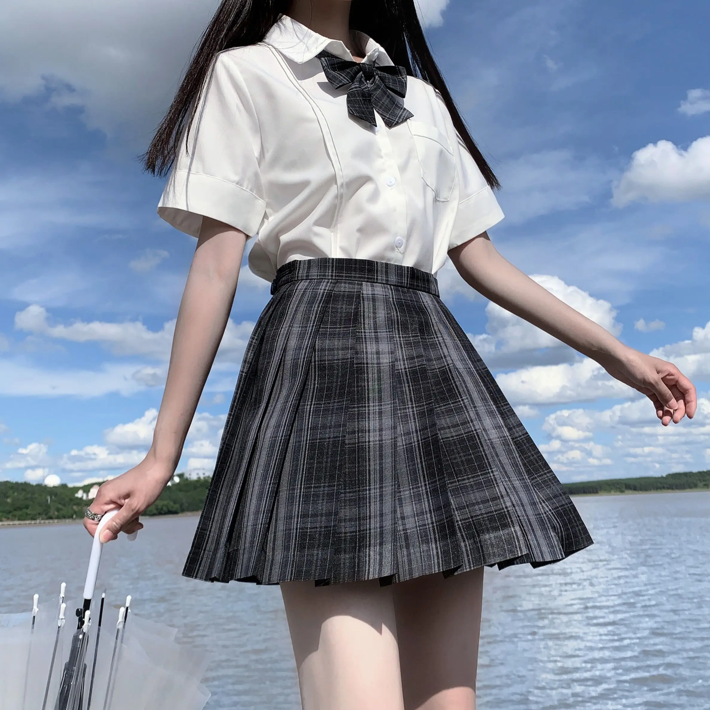 [Eenzame Stad] Lange/Korte Mouw Stuntente Dame Meisjes Hoge Taille Geruite Plooide Rokken Jk Schooluniform Anime Kleding