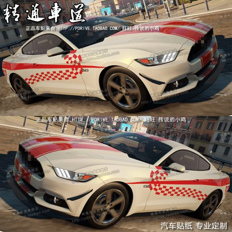 

Car stickers FOR Ford Mustang body exterior fashion design lattice racing decorative decal film