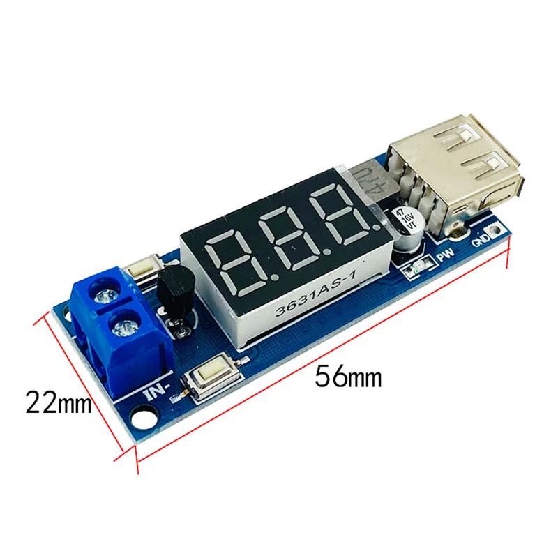 DC 4.5-40V to 5V 2A USB Charger LED Step-down Buck Converter with Voltmeter Module Low Power Automatic Protection