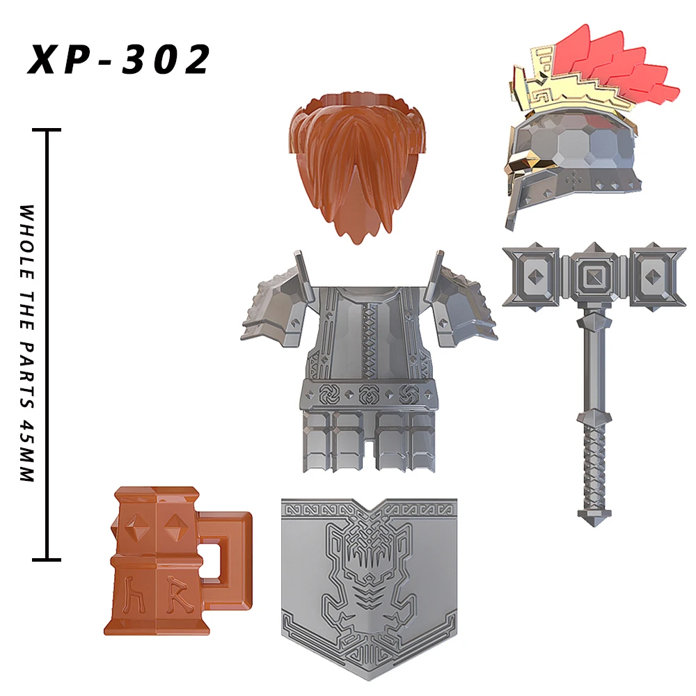 Single Sell Medieval Knights Dwarf Dain Ironfoot Helmet Armor Shield Figure Accessories Building Block For Children Toys KT1040