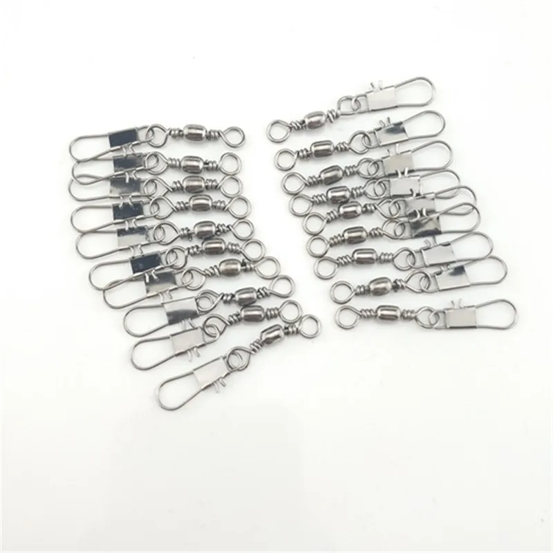 30pcs/lot Fishing Swivels Interlock Snap Lure Tackles Winter Fishing Connector Swivel Copper Carabiners Fish Gear Accessories