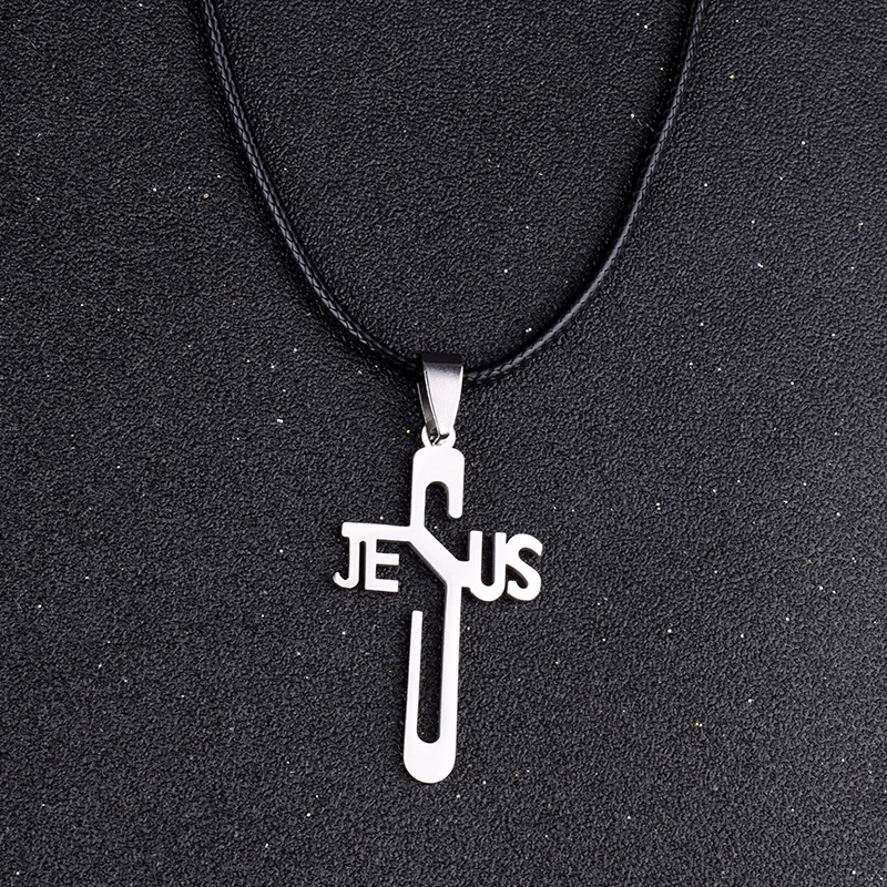 

Jesus Cross Pendants & Necklaces Men Stainless Steel Never Fade Pendants Rope Chain Religious Necklaces Women Christian Jewelry