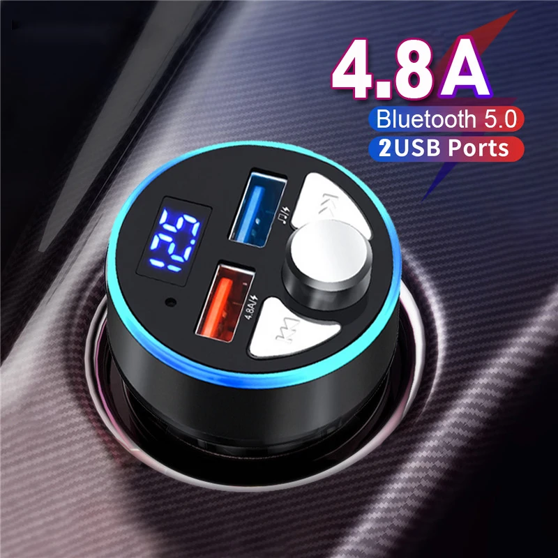 

Bluetooth 5.0 FM Transmitter 4.8A Fast Charger Car Mp3 Player Handsfree Modulator Audio Adaptor Auto Accessories