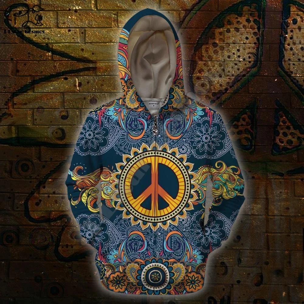 PLstar Cosmos-Sudadera con capucha y cremallera para hombre y mujer, ropa de calle con estampado 3D de malezas de cáñamo, Real Hippie, colorido,