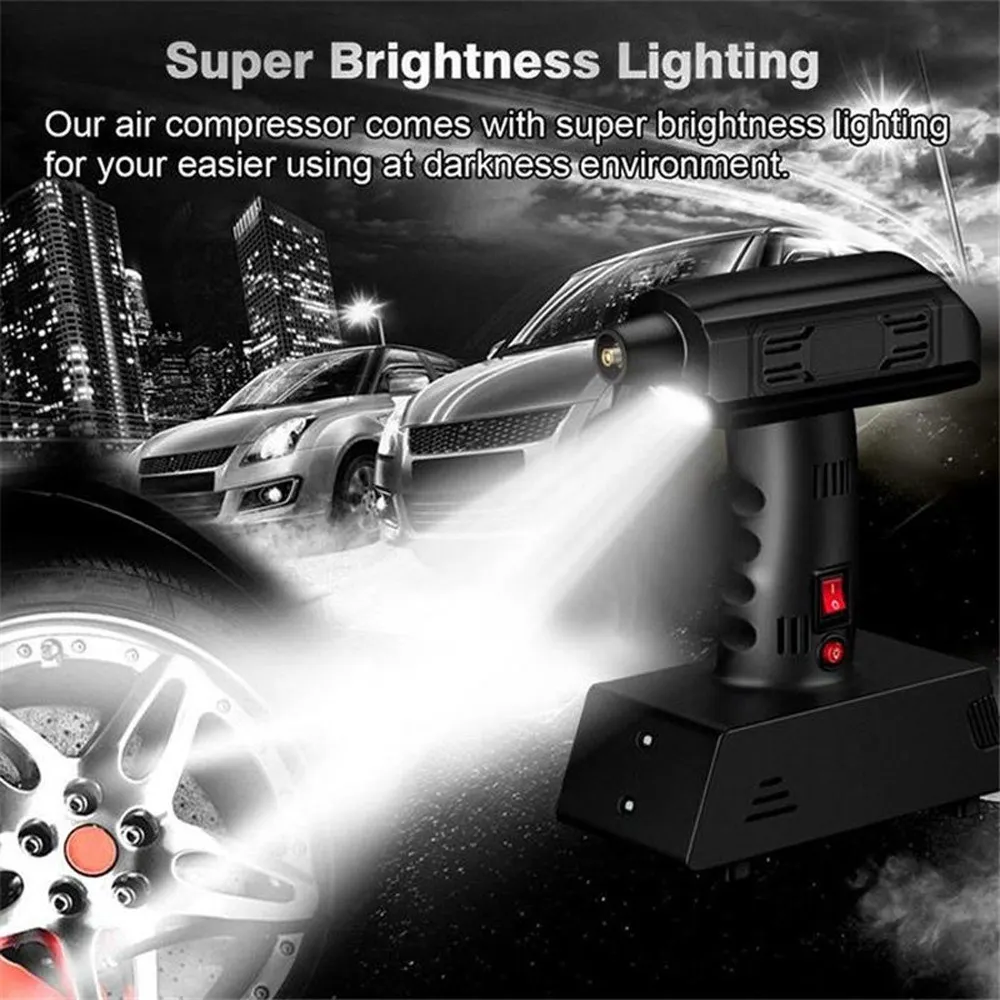 Portable Electric Digital Display Inflator Pump Super Brightness Lighting Air Compressor