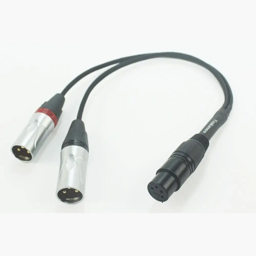 Cable adaptador de Audio XLR hembra a Dual de 3 pines, 4 pines, macho, plateado, para auriculares, 1 pies, 0,3 M, hembra a macho