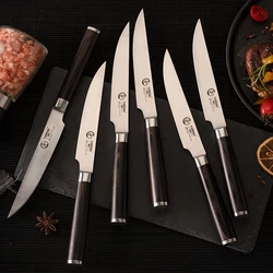 YARENH Steak Knives Set Kitchen Knife - German 1.4116 Stainless Steel Cutting Tools - Meat Slicer Cutlery With Pakka Wood Handle