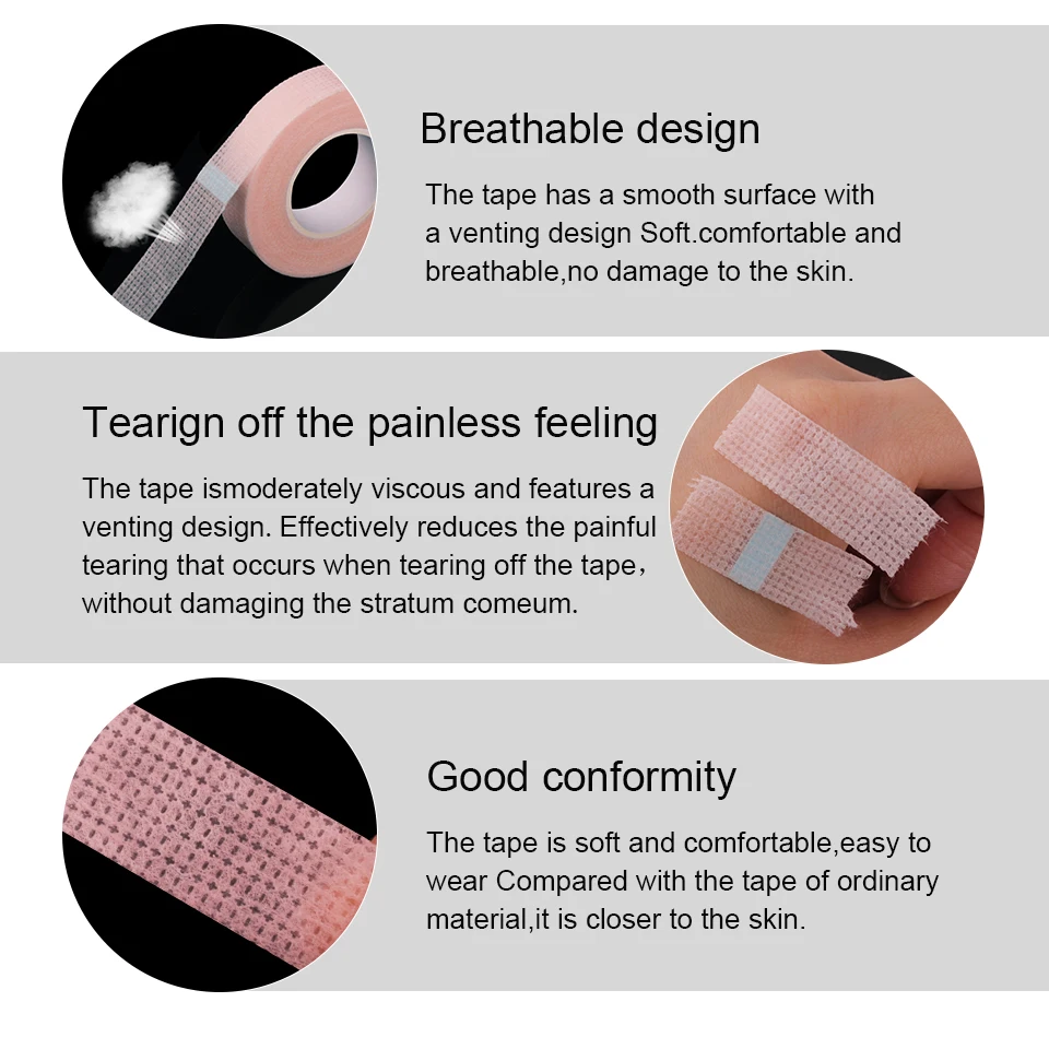 Lint Free Eyelash Extension Medical Tapes Holder PE Non-woven Breathable Tape Wraps Under Eye Pads Patch Adhesive Sticker Tools