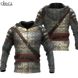 Chainmail Knight-Sudadera con capucha para hombre, chaqueta con estampado 3D de armadura Medieval, estilo Harajuku, Unisex