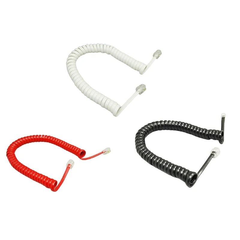 

Four-core Telephone Handset Cable Cord 6Ft Modular Coiled Telephone Handset Cord Black/Red White Curly 1.85m/pc