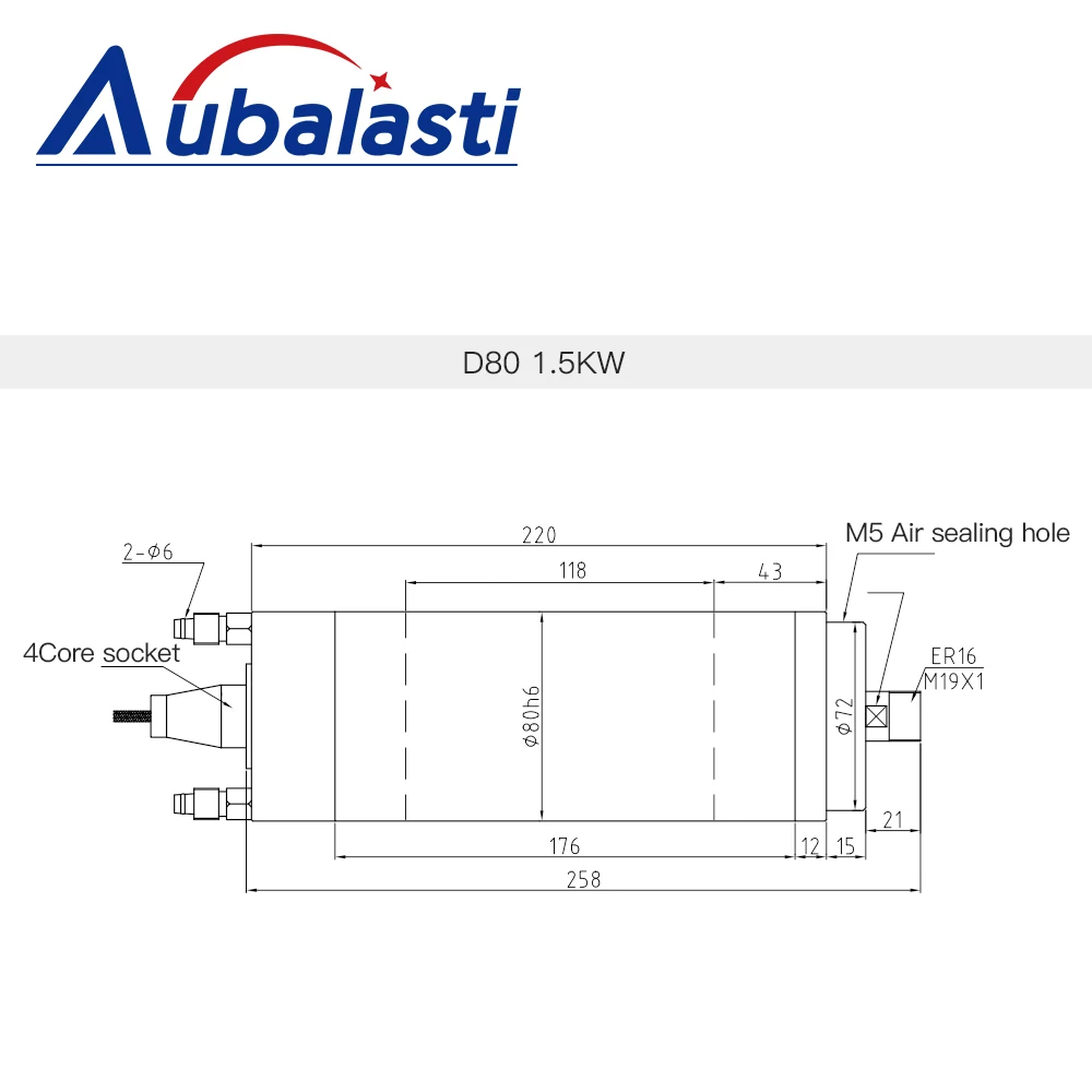 Aubalasti CNC Spindle 1.5KW 2.2KW Spindle Motor Water Cooled Spinedle 220V 380V ER16 ER20 400HZ For CNC Metal Cutting