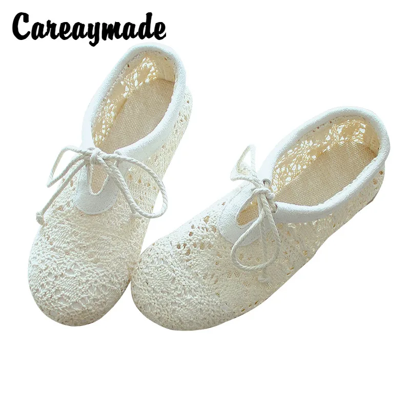 Careaymade-Summer new net knitted sports sandals,lace breathable single shoes,literary and artistic low-top women's shoes