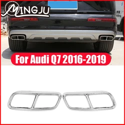 2pcs/set Rear Dual Exhaust Muffler Tail Decor End Pipe Tip Cover Trim Stainless Steel For Audi Q7 2016 2017 2018 2019